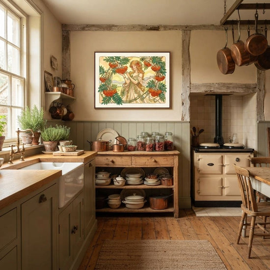 Harvesting Rowan Berries – Art Nouveau Canvas