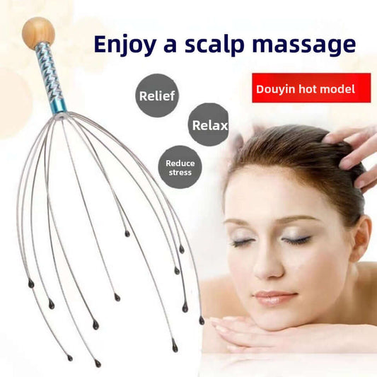 Punktmassage-verktyg för hårbotten med rundade trådar, perfekt för avkoppling och stressreduktion.