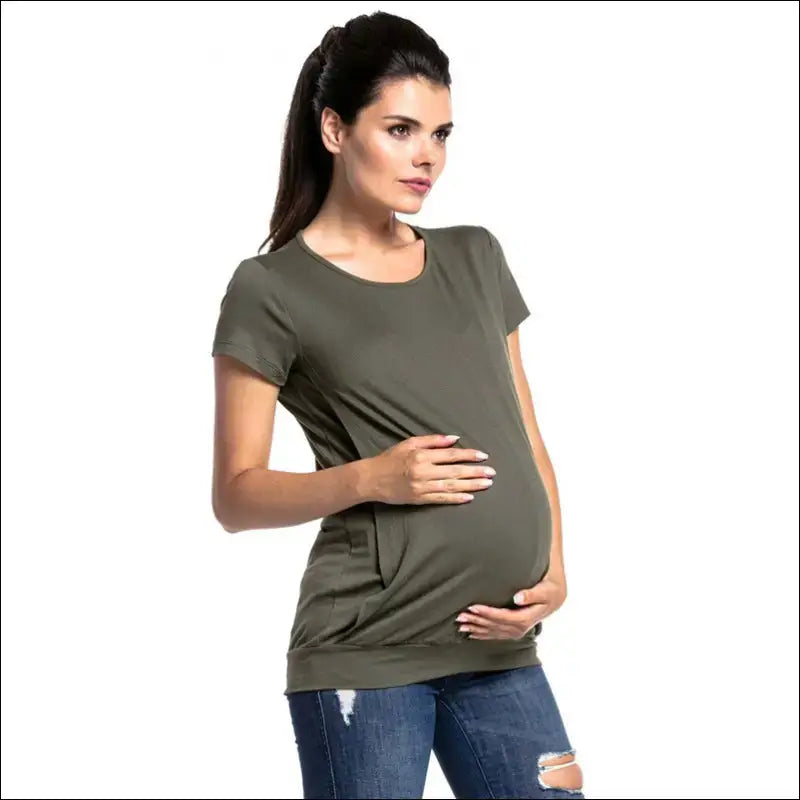 Smidig och Stilren Amnings-T-shirt – För Aktiv Vardag - Arme Grön / S - T-shirt