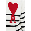 Stickad AMI tröja med coeur logotyp och randigt mönster