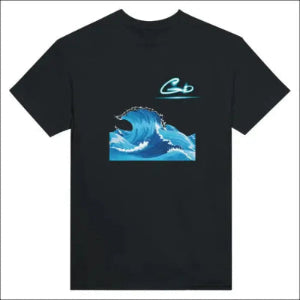 Stilren Vågor inspirerad Svart T-Shirt med Klassisk Design - Print Material