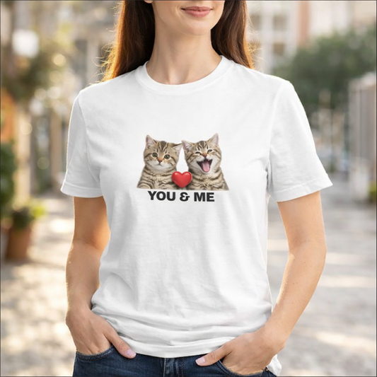 You & Me budskap - Dam t-shirt med två katter