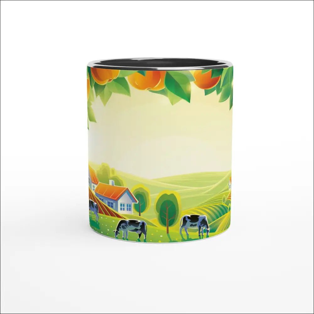 Unik Keramisk Mugg med Apelsin och Landskap – Fin Present - Print Material