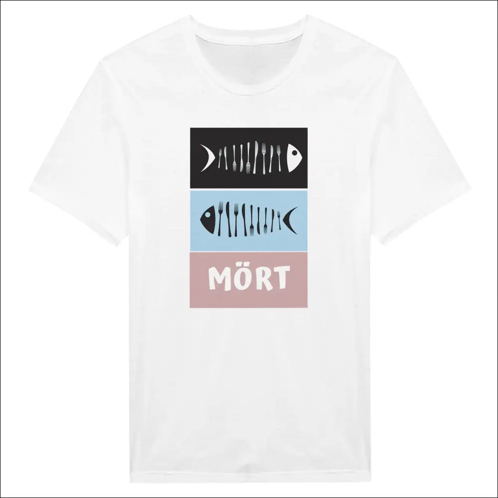Grafiskt designad t-shirt med fiskskelettmotiv - solid bomull - Print Material