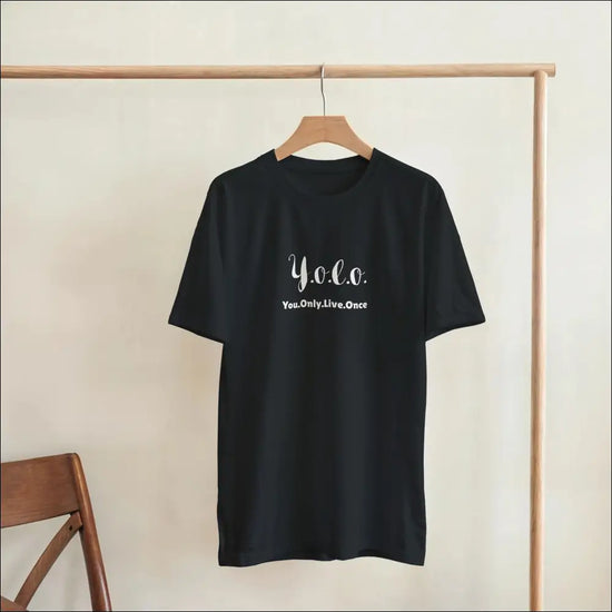You.Only.Live.Once svart klassisk t-shirt - Print Material